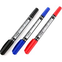 1/2pcs High quality 6824 Waterproof permanent dual tip 0.5/1.0 mm Black blue red Art Marker Pens Student office stationery