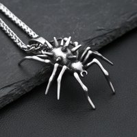 Gothic Vintage Stainless Steel Spider Pendant Fashion Punk Unique Animal Necklaces For Men Women Party Jewelry Halloween Gifts