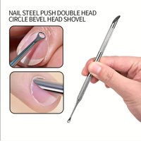 Double-Headed Stainless Steel Cuticle Remover Nail Pusher Exfoliation Prep Tool Bevel Shovel Manicure Pen Nail Art Tools
