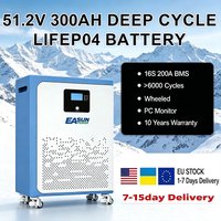 EASUN POWER 300Ah/15kwh 51.2v 16S Lifepo4 Lithium Iron Battery Pack Parallel 6000+ Cycles BMS Bluetooth Support in Series/Parall for UK