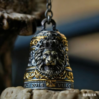 Motorcycle Lion Bell Pendant Necklace Punk Biker Exorcism Lucky Jewelry for Men