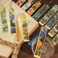 Retro Floral Metal Bookmark, 1 Pc Hollow Bronzing Design With Tassel Bookmark For Student Book Lovers Readers Gift Writing