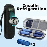 Portable Insulin Cooler Travel Case with Thermometer Display Waterproof Cooling Bag Medicine Organizer for Diabetics