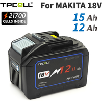 TPCELL 12Ah/15Ah For Makita 18V 21700 Battery Replacement For Replacement LXT BL1850 BL1840 with BMS