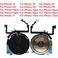 Bobine de charge sans fil OEM, antenne NFC de remplacement avec câble flexible à LED pour iPhone 14 15 16 Plus Pro 17 Pro Max – Pièces détachées