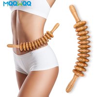 Curved Massager Handheld Roller Stick Wooden Lymphatic Drainage Massager for Anti-Cellulite, Body Muscle Belly Waist Relief