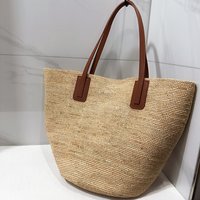 Casual Straw Tote Bag Designer Letters Large Capacity Women Handbags Handmade Woven Summer Beach Bag Commuter Shopping Purses