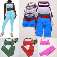 Yoga outfit Seamless yoga Set gym Impact leggings Set Workout Scrunch pants Sets Halter Sports Bra Fitness Clothes Gym Suit
