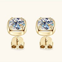 JoiasHome 2CT Moissanite Sugar Cube Earrings 925 Sterling Silver Simple Shiny Jewelry Valentine's Day Gift
