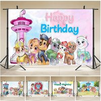Anime PAW Patrol Child Birthday Party Decor Puppy Dog Backdrop Photography Background Baby Shower Portrait Photographic Props
