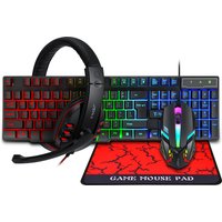 TF800 Four-piece Gaming Combo 104 Keys Keyboard 4-color Breathing Light Mouse 3.5mm Gaming Headset Anti-slip Mouse Pad