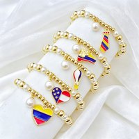 High-Quality Pearl Chain Hot Air Balloon Violin Round Heart-Shaped Venezuela Flag Bracelet for Women Patriotic Souvenir Jewelry