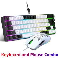 Ergonomic 68-Key Mini Wired Keyboard with RGB Backlit and Optical Mouse, Compact Gaming Kit for PS4, Xbox, PC, Laptop, Mac