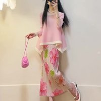 Beautiful Fashionable Beautiful High-end Temperament Pink Skirt Two-piece Suit