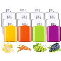 12 Pack Plastic Bottles with Caps, 8.5 Oz Disposable Juice Bottles Mini Beverage Container, Portable Water Flask for Drinks
