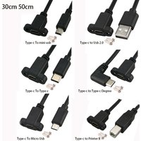 USB 3.1 Type C Mini Usb Micro Usb2.0 Printer B With Panel Mount Screw USB C Male to Female Extending Wire Extender Data Cord