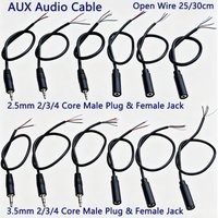 1PC 3.5mm 2.5mm AUX Audio Cable 2 3 4 Core TS TRS TRRS Male Female Open Wire 25/30cm DIY For Car Speaker Headphone MP3