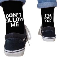 Funny Socks DON`T FOLLOW ME I AM LOST TOO Cotton Men's Man Male Letters Casual Sokken Sale Drosphip