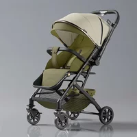 High-carbon Steel Four Wheel Strollers, Bidirectional Can Sit and Lie Pushchair High View Toddler Buggy Folding Baby Strollers