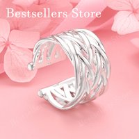 1 Piece 925 Sterling Silver Open Exquisite Braided Ring Women's Fashion Charm Engagement Accessories Gift Jewelry