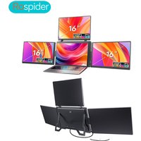 16 Inch Portable Triple Screen LCD Backlit Monitor FHD Display Secondary Extender for Notebook with Single Cable Connection