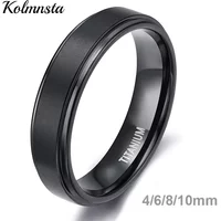 Kolmnsta Black Titanium Ring For Men Wedding Engagement Jewelry Band 4/6/8/10 mm Cool Dark Classic Unisex Ring Female Size 4-15