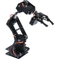 6-DOF Robotic Arm Multi-DOF Robot Servo Grasping Maker Education DIY Kit + Servo + 25T Servo Metal Steering Wheel with Screws