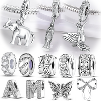 New 925 Sterling Silver Charm Beads Elephant Butterfly Bird Cross Pendant For Original Bracelet Necklace Women DIY Gifts