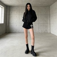 Spring and summer personalized fashion rivets unique patterns street spicy girls solid color casual simple shorts