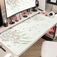 Little Fresh Butterfly Flower Mouse Pad Computer PC Gamer XXL Light Gray Green Non-slip Keyboard Gaming Accessories Japanese Mat