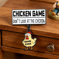 Funny Chicken Game Enamel Pin Don't Look At The Chicken Brooch Game Over Meme Badge Cartoon Animal Lapel Pin Funny Gift for Fans