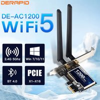Derapid AC1200 WiFi Adapter Bluetooth Dual Band 2.4GHZ/5Ghz PCIE Wireless Network Card Intel Chip For Desktop For Windows7/10/11