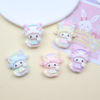 10/80PCS Bright multi-color lamb cartoon DIY cream glue small accessories, hole shoe buckle material, resin small accessories