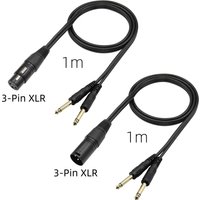 1M XLR Female/Male to Dual 1/4" TS Mono Breakout Cable 3-Pin to 6.35mm TS Audio Splitter for Microphones, Mixers & Soundboards