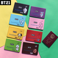 kawaii Anime BT21 Coin Purse Passport Clip Fashion Simple Purse Portable Id Card Credit Card Bag Girls Gift