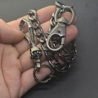 23 inch punk heavy Gunmetal wallet pants biker jean snake NK chain large skull keychain gift for friend family EDC FOB