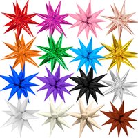 12/24pcs Gold Black Red Spike Balloon Explosion Star Foil Balloons for Birthday Wedding Halloween Christmas Party Decoration