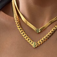 18k Gold Plated Tarnish Free Stainless Steel Braided Chains Choker Colorful Zircon V Necklace for Women Boho Waterproof Jewelry