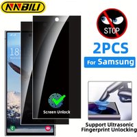NNBILI 2Pcs Fingerprint Unlocking Privacy Screen Protector For Samsung Galaxy S25 Ultra S23 S22 S21 S24 S25 Plus Anti-spy Glass
