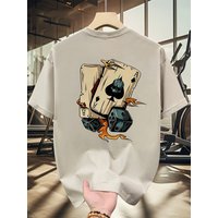 2025 Men's New Trendy Poker Printed Micro Elastic Breathable Round Neck T-shirt Summer Outdoor Urban Casual Top