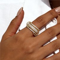 Light Luxury Iced Out Spinelli Rings For Women INS Gold Color Ring Stack Set Three Layers Unique Design Jewelry Gifts Fashion