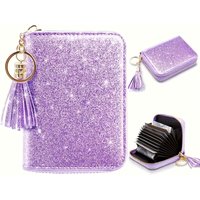 Solid Color Women Card Bag Luxury Zipper Starry Shiny Wallet Multi-card Slot Coin Purse Accordion Card Holder Girls