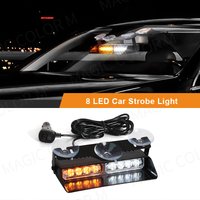LED Car Strobe Light For Emergency Flash Warning Lamp Windshield Bar 8 Beads Red Blue Amber White Waterproof Auto Light Assembly