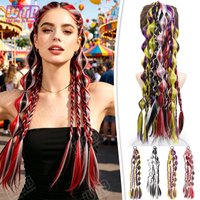 WTB Colorful Braid Synthetic Wig Elastic Band Style Bubble Ponytail Suitable for Women to Wear for Daily Activities and Holidays