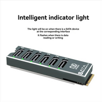 NVME to 6 Port SATA 3.0 Expansion Card Riser with Aluminum Alloy Case ASM1166 Chip M.2 PCIE M Key to SATA3.0 Adapter for Desktop