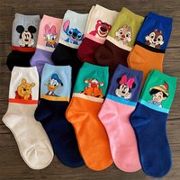 5 Pairs of Random Novel Interesting Cartoon Characters Women's Mid Tube Socks Personalized Fashion College Style Couple Socks