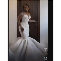 Customized Sheer Neck Sparkly Beads Sequins Luxury Wedding Dress Robe De Mariée Plus Size Long Sleeves Modest Bridal Gown