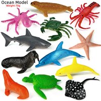 12pcs Ocean Sea Life Set Animals Model Crab Squid Starfish Action Figures Educational Toys For Kids Birthday Gifts Recognition