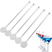 5Pcs Stainless Steel Cocktail Drink Mixer Bar Stirring Mixing Sticks Muddler Ladle Stirrer Swizzle Sticks Coffee Stirring Sticks