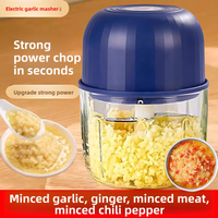 Electric Meat Grinder, Garlic Puree Machine, Garlic Grinder, 260ML Portable Wireless Charging Vegetable Onion Grinder